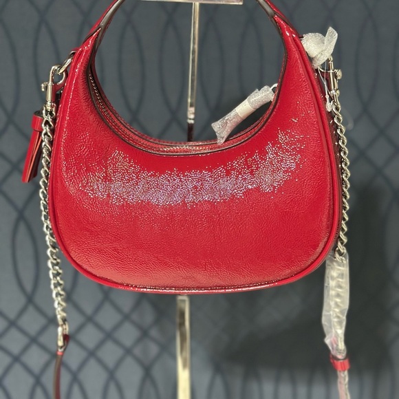 NWT Coach Carmen Mini Handbag Crossbody Bag Red Silver Zipper CW036 - Picture 2 of 15